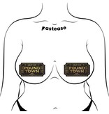 Pastease Brand One-Way Ticket to Pound Town Pasties (Gold Glitter)