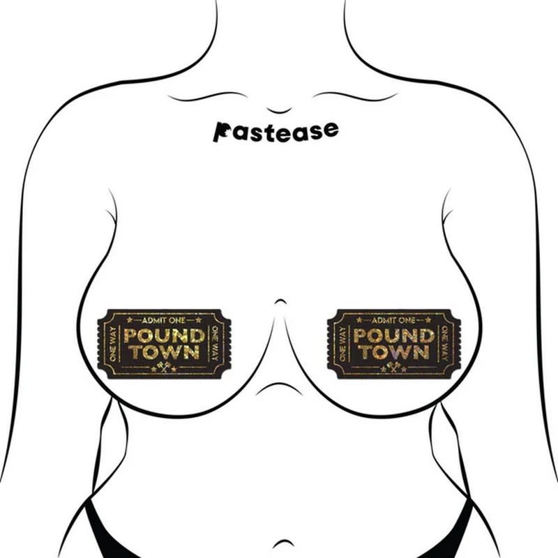 Pastease Brand One-Way Ticket to Pound Town Pasties (Gold Glitter)