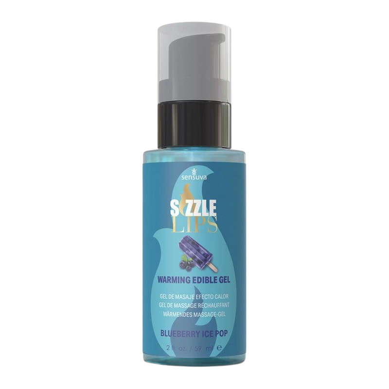 Sensuva Sizzle Lips: Warming Edible Massage Gel 2 oz Blueberry Ice Pop
