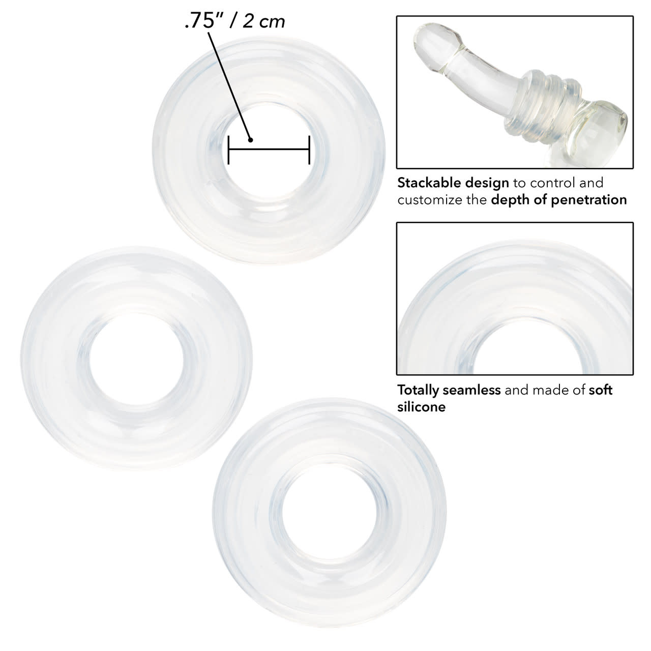 Cal Exotics Set of 3 Silicone Stacker Rings