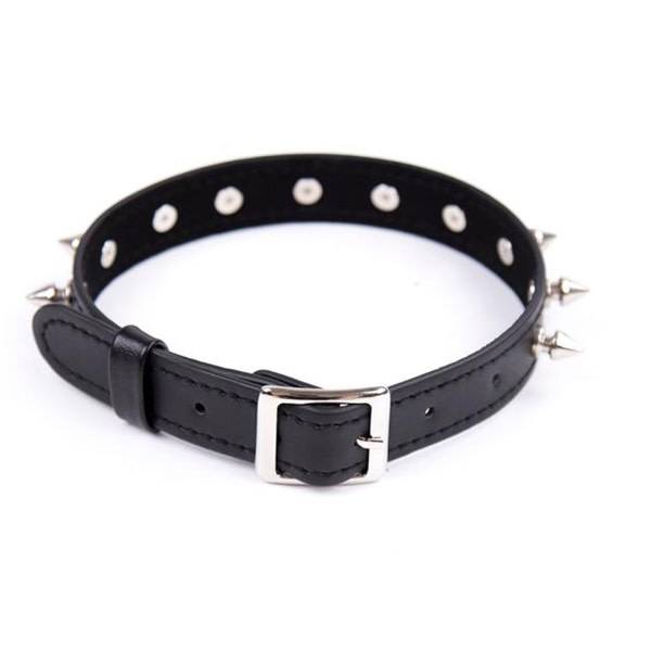 Premium Products Spiked Black Leather Collar