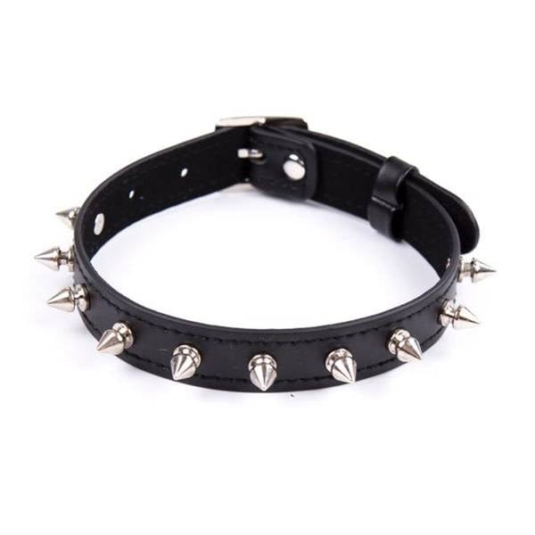 Premium Products Spiked Black Leather Collar
