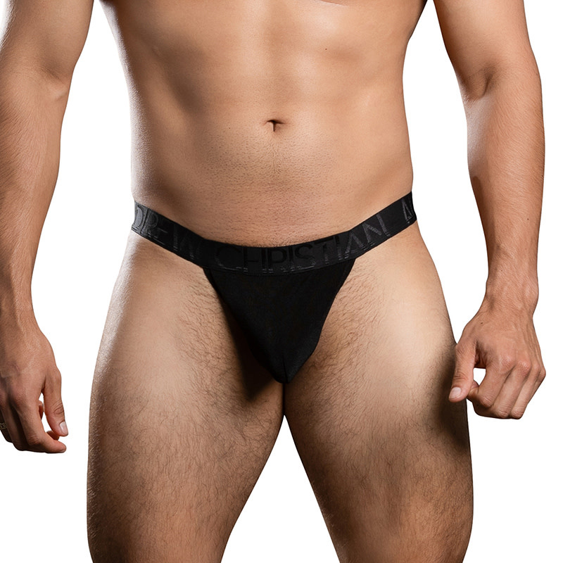 Andrew Christian Menswear Sensual Rib Thong w/ ALMOST NAKED (Black)