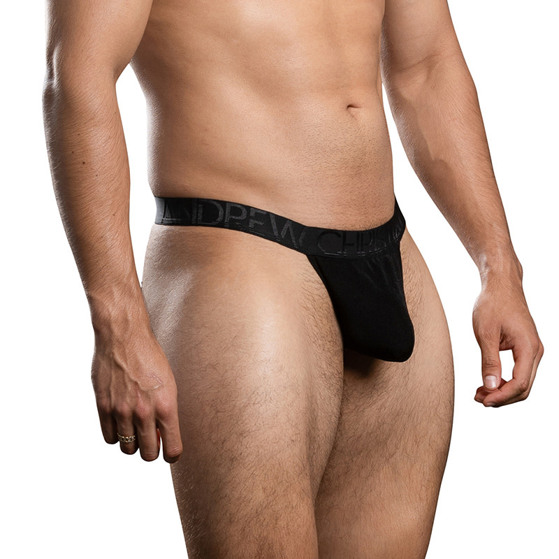Andrew Christian Menswear Sensual Rib Thong w/ ALMOST NAKED (Black)