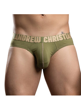 Andrew Christian Menswear Happy Cotton Brief w/ ALMOST NAKED (Olive)