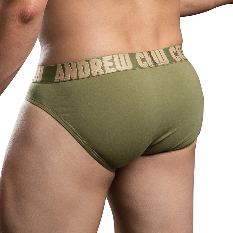 Andrew Christian Menswear Happy Cotton Brief w/ ALMOST NAKED (Olive)
