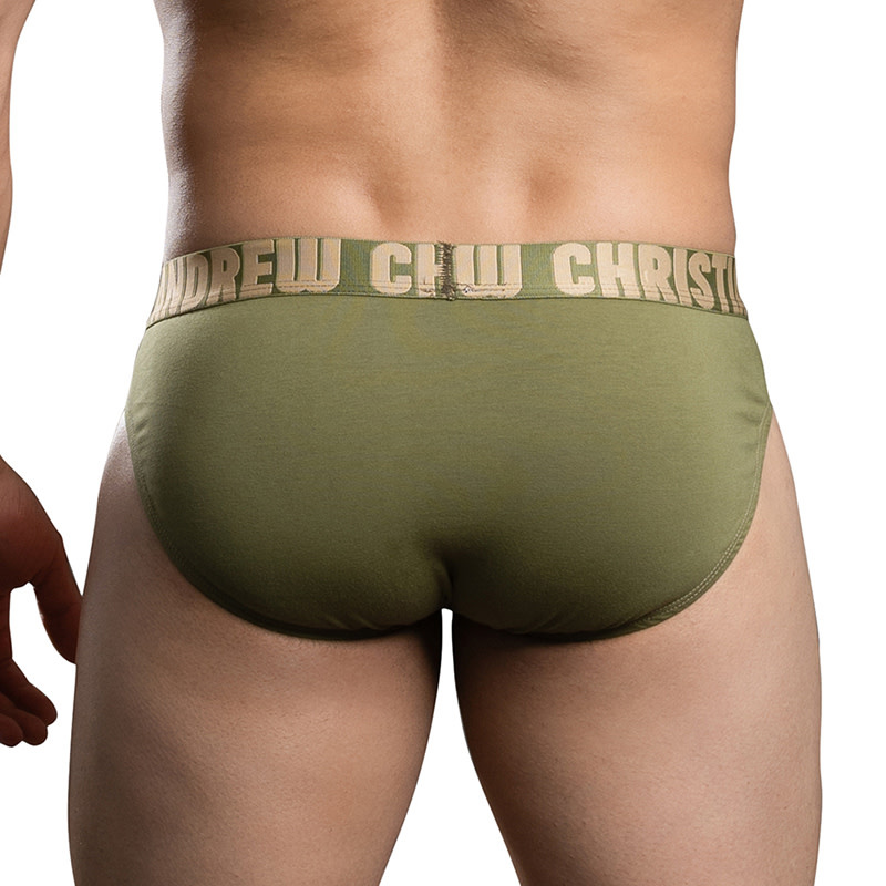 Andrew Christian Menswear Happy Cotton Brief w/ ALMOST NAKED (Olive)