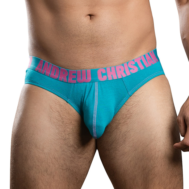 Andrew Christian Menswear Happy Cotton Brief w/ ALMOST NAKED (Teal)