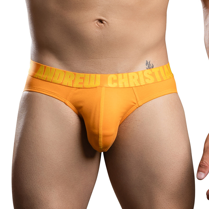 Andrew Christian Menswear Happy Cotton Brief w/ ALMOST NAKED (Tangerine)