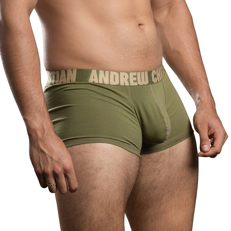 Andrew Christian Menswear Happy Cotton Boxer w/ ALMOST NAKED (Olive)