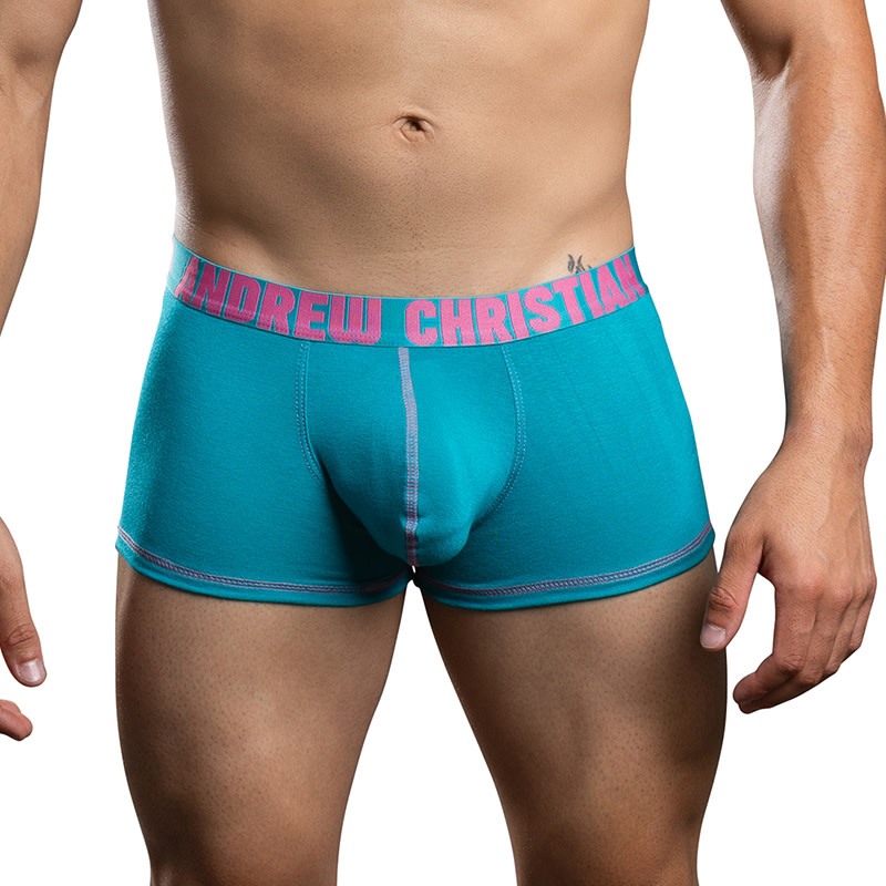 Andrew Christian Menswear Happy Cotton Boxer w/ ALMOST NAKED (Teal)