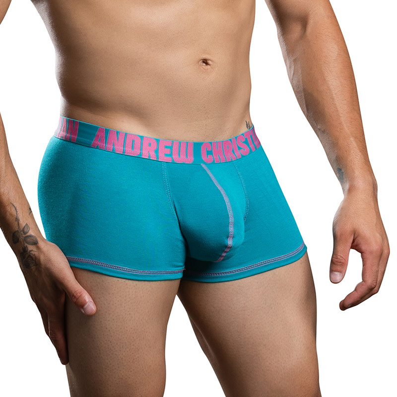 Andrew Christian Menswear Happy Cotton Boxer w/ ALMOST NAKED (Teal)