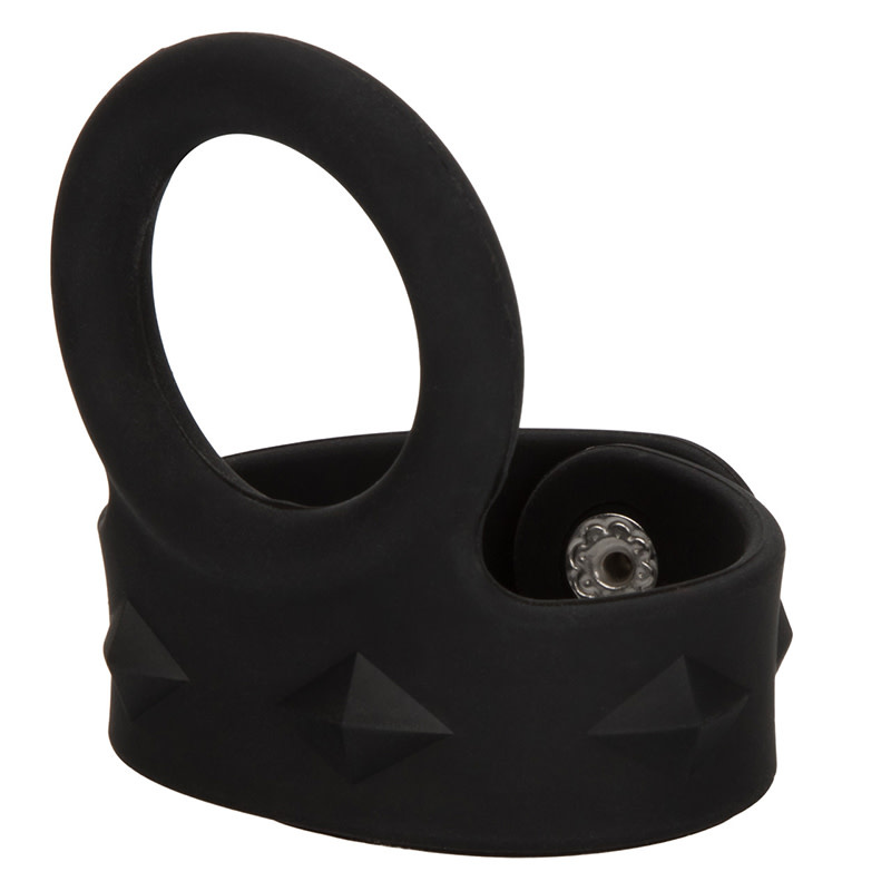 Cal Exotics Tri-Snap Scrotum Black Support Ring (Medium)