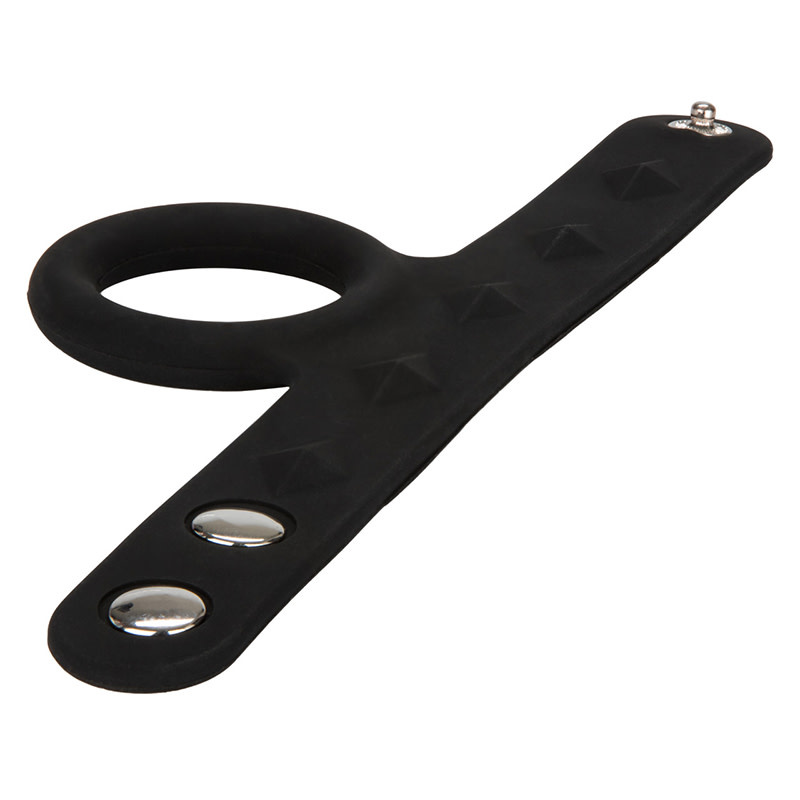 Cal Exotics Tri-Snap Scrotum Black Support Ring (Medium)