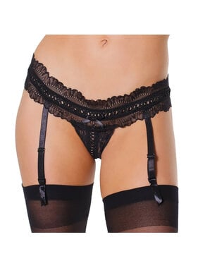 Coquette International Lingerie Up 'Til Dawn Garter Thong (Black)