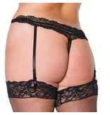 Coquette International Lingerie Up 'Til Dawn Garter Thong (Black)