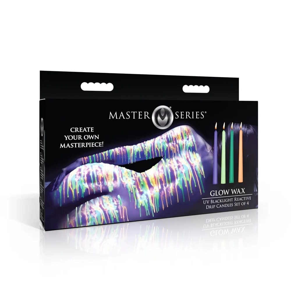XR Brands Master Series Glow Wax Blacklight Drip Candles 4 pk