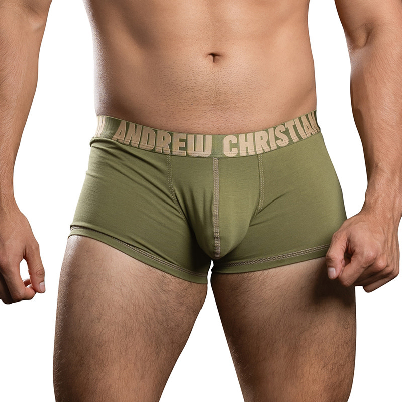 Andrew Christian Menswear Happy Cotton Boxer w/ ALMOST NAKED (Olive)