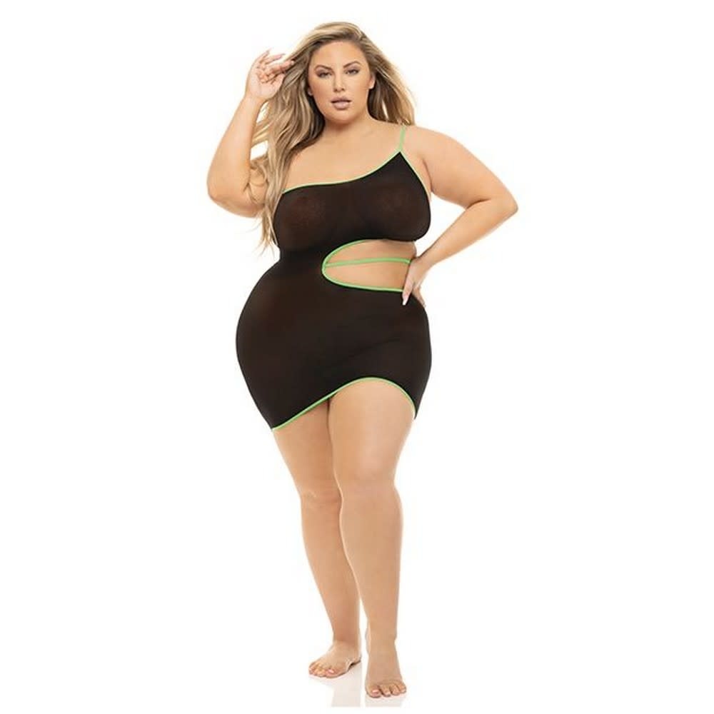 Pink Lipstick All You Need Cut Out Dress (Black)