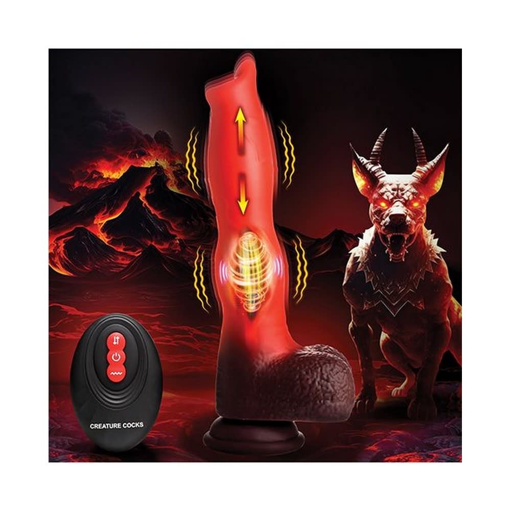 XR Brands Creature Cocks: Ramming Hound Thrusting & Vibrating Silicone Dildo w/Remote Control
