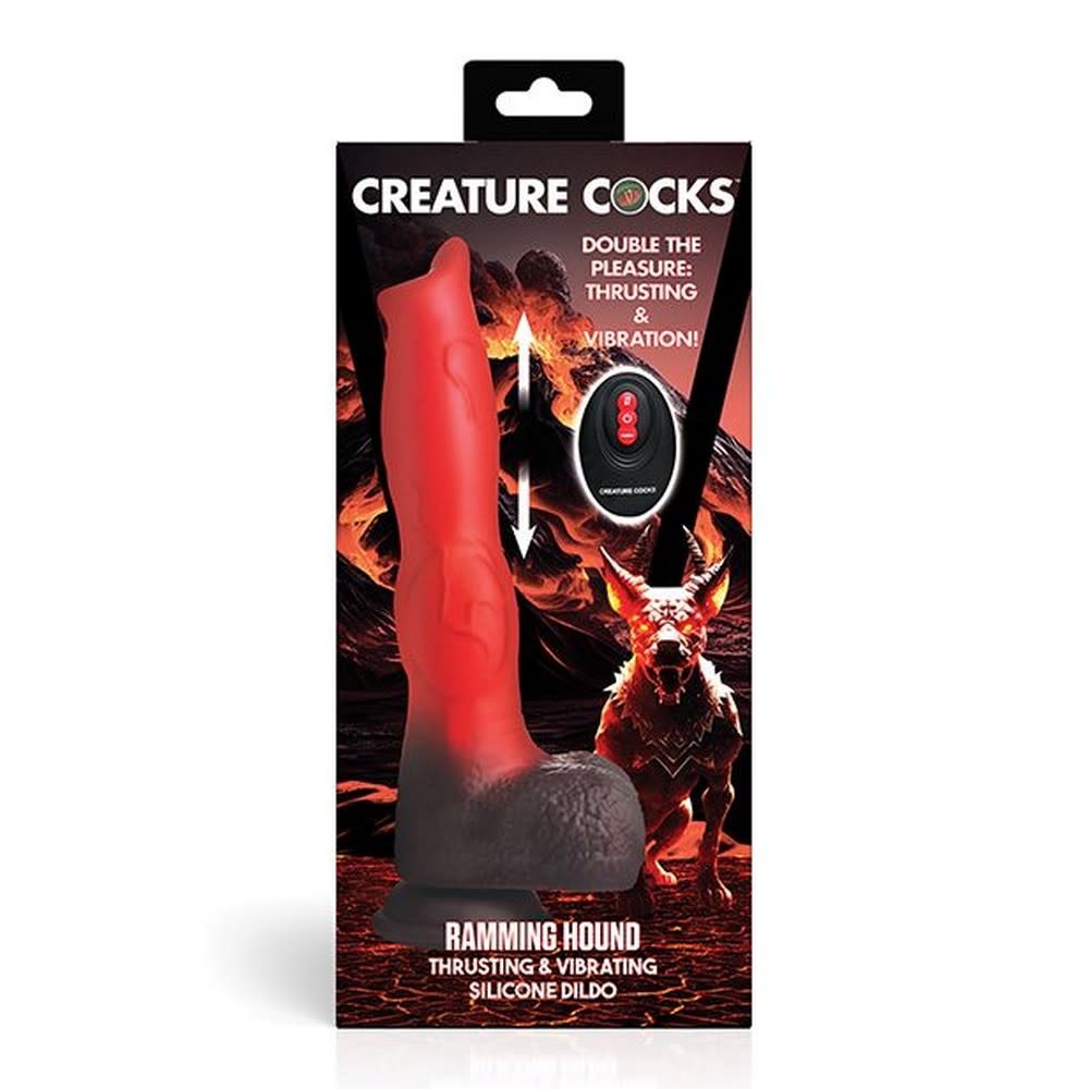 XR Brands Creature Cocks: Ramming Hound Thrusting & Vibrating Silicone Dildo w/Remote Control