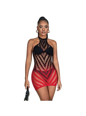 ComeOn Dear Black & Red Ombre Fishnet Dress