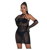 ComeOn Dear Glitter Rhinestone Fishnet Dress