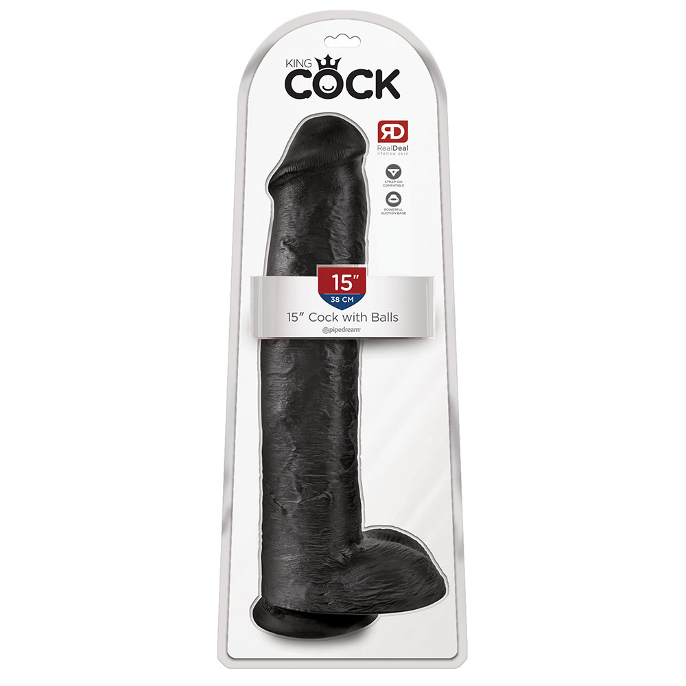 Pipedream Products King Cock 15" Cock with Balls (Black)
