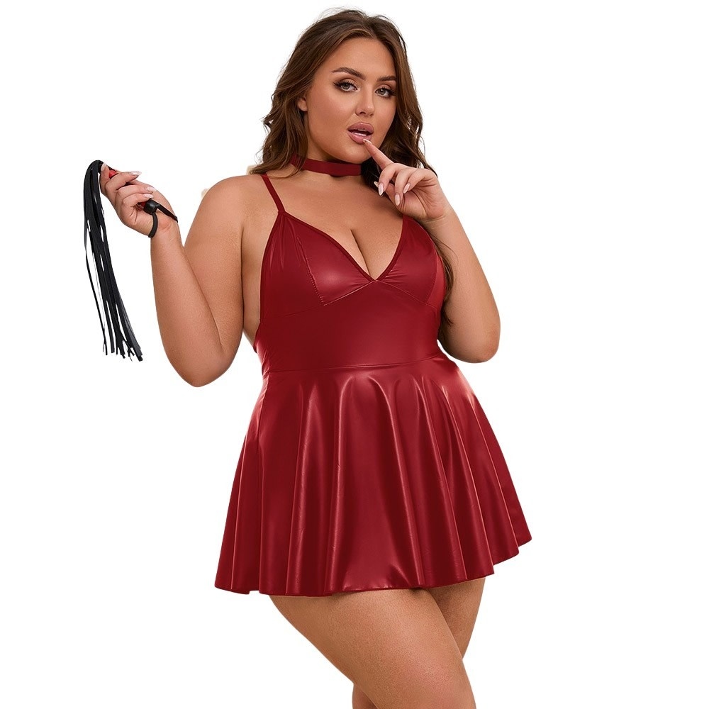 ComeOn Dear Red Wetlook Babydoll Dress