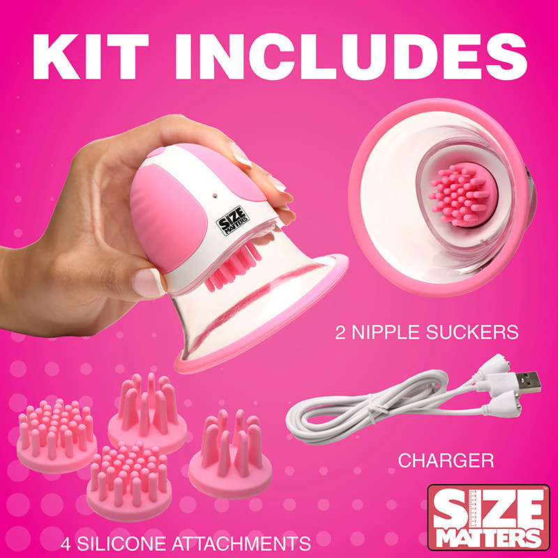 XR Brands Size Matters 10X Rotating Silicone Nipple Suckers