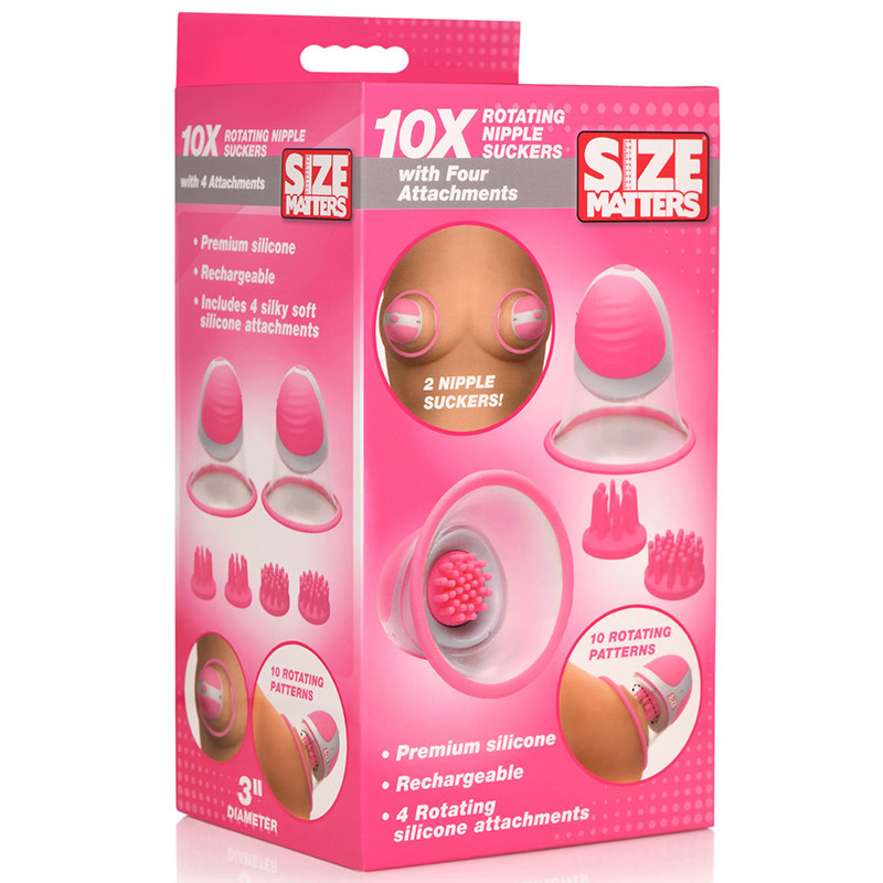 XR Brands Size Matters 10X Rotating Silicone Nipple Suckers