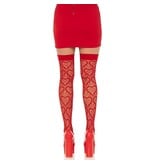 Leg Avenue Amore Heart Net Thigh Highs (Red)