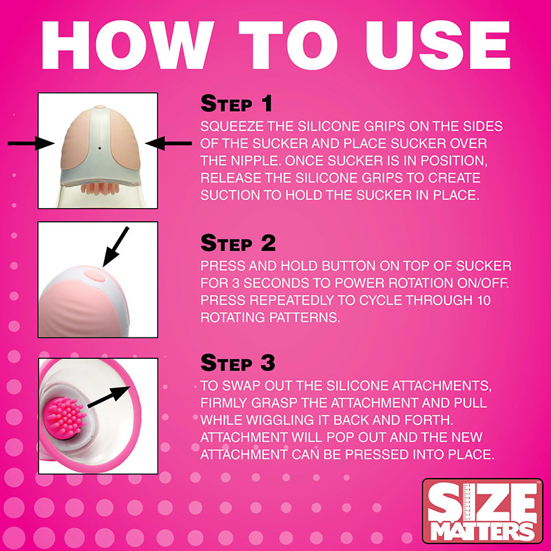XR Brands Size Matters 10X Rotating Silicone Nipple Suckers