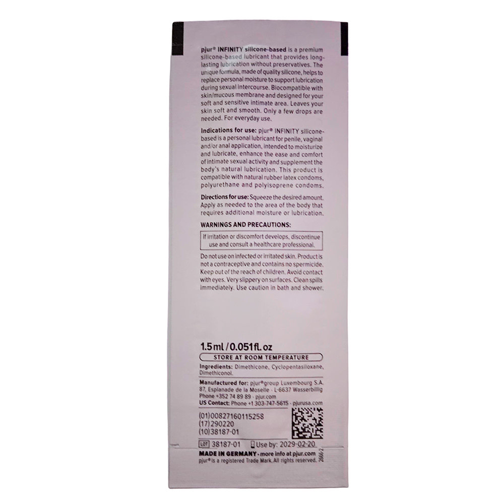 Pjur Lubricants Pjur INFINITY Silicone Lubricant Foil Pack 0.051 oz (1.5 ml)