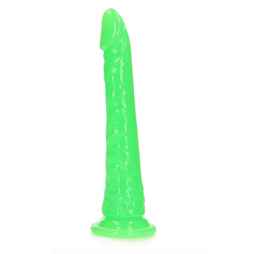 Shots America Toys RealRock 10" Glow In The Dark Slim Dildo (Green)