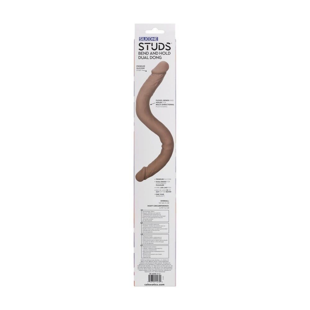 Cal Exotics Silicone Studs 16" Bend/Hold Double Dual Dong (Brown)