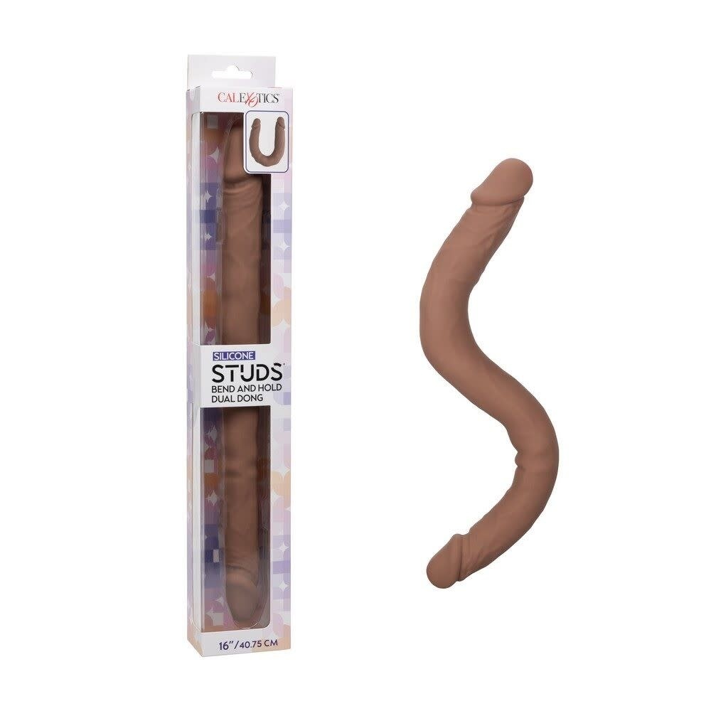 Cal Exotics Silicone Studs 16" Bend/Hold Double Dual Dong (Brown)