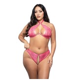 Fantasy Lingerie Opulence Halter Bra & Crotchless Pearl Panty