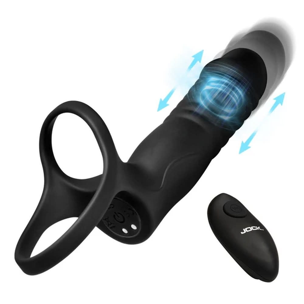 XR Brands JOCK Double Thrust Thrusting & Vibrating Double Penetration C-Ring