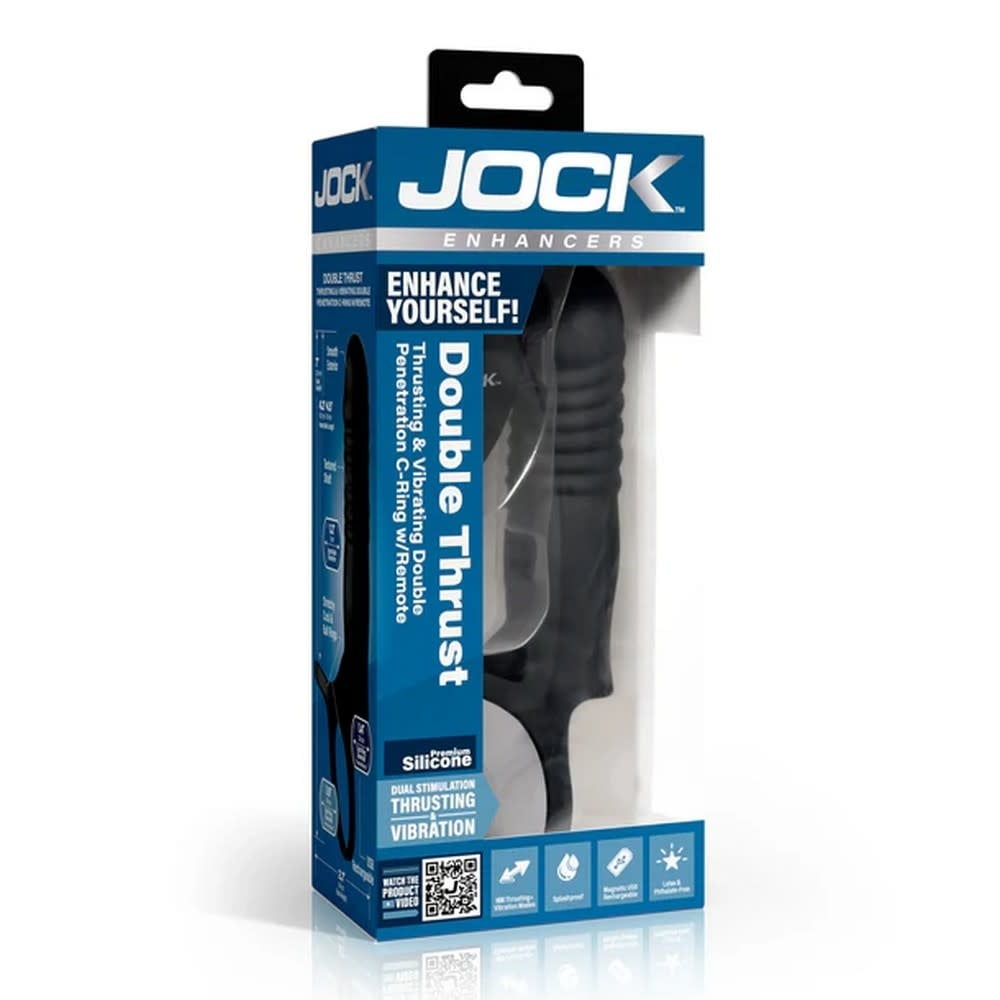 XR Brands JOCK Double Thrust Thrusting & Vibrating Double Penetration C-Ring