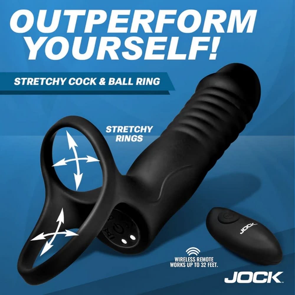 XR Brands JOCK Double Thrust Thrusting & Vibrating Double Penetration C-Ring