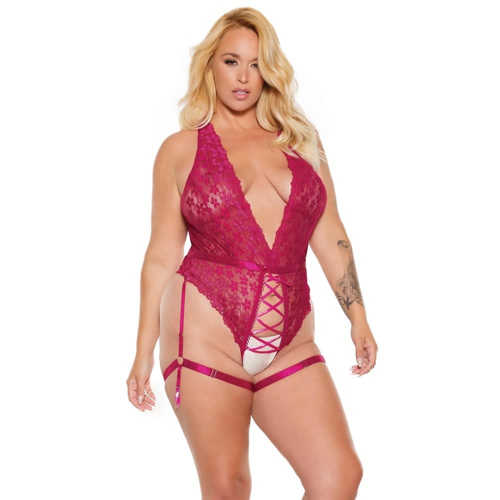 Coquette International Lingerie Berry Blossom Crotchless Teddy