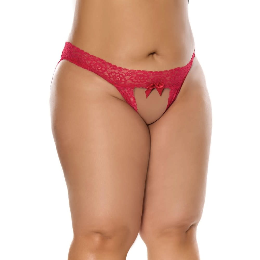 Coquette International Lingerie Untie Me Open Back Crotchless Panty (Red)