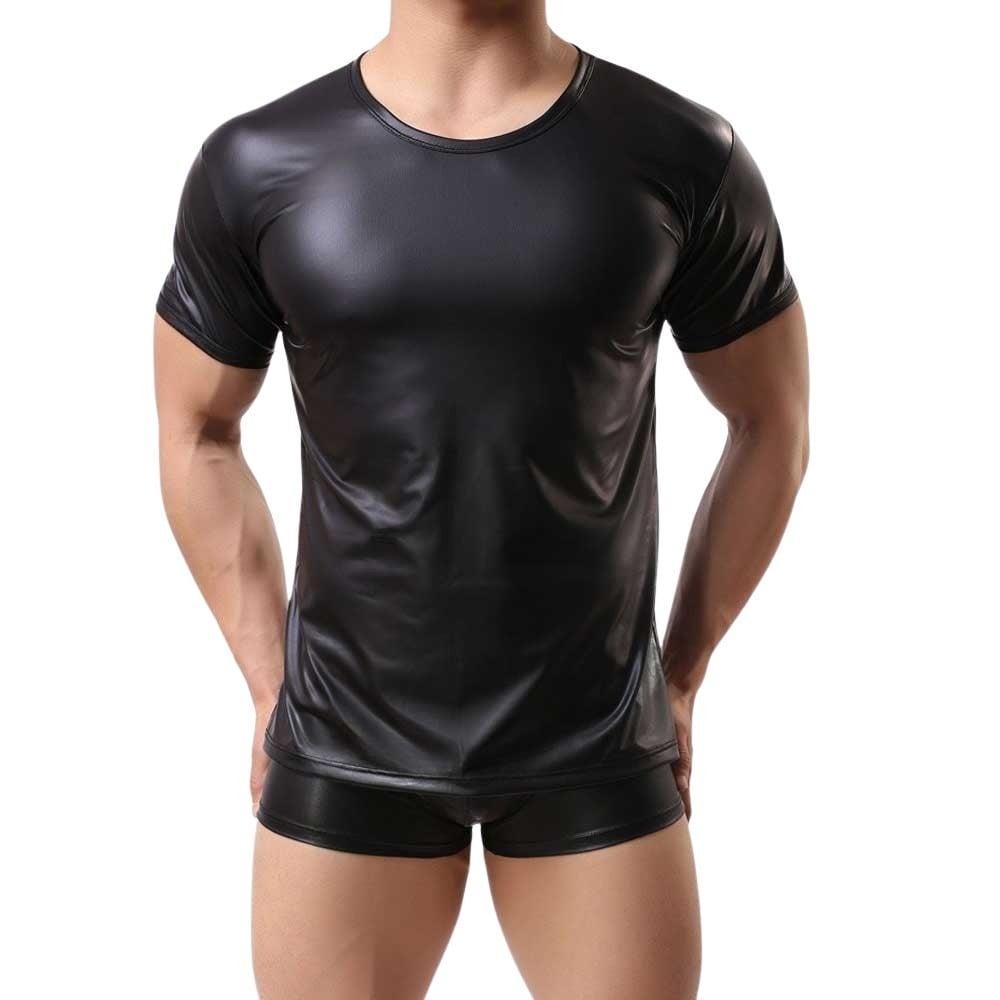 Classic Black Wetlook Tee Shirt
