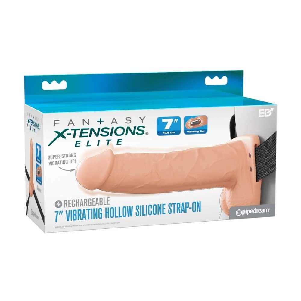 Pipedream Products Fantasy X-Tensions Elite: 7″ Vibrating Hollow Strap-On