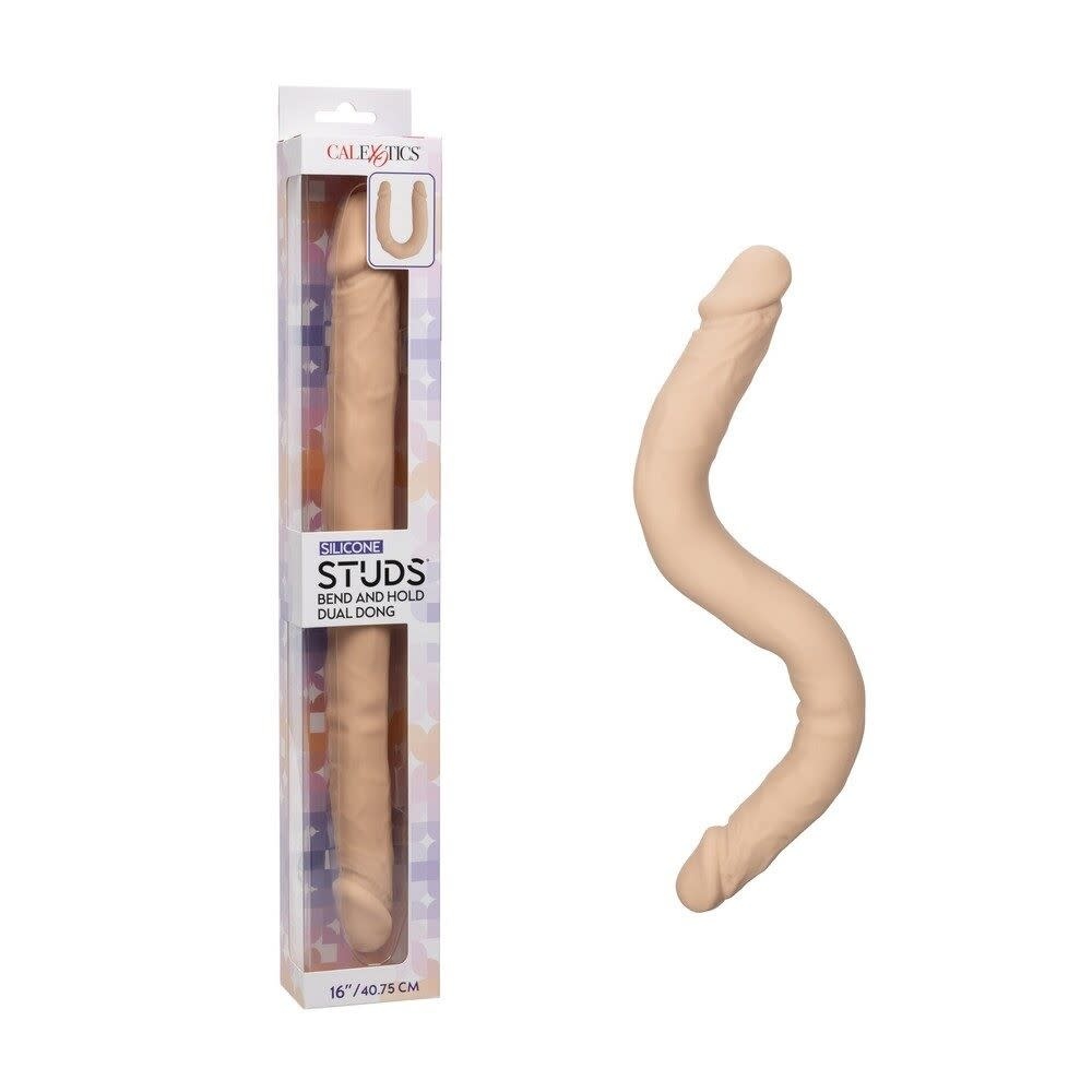 Cal Exotics Silicone Studs 16" Bend/Hold Double Dual Dong (Ivory)