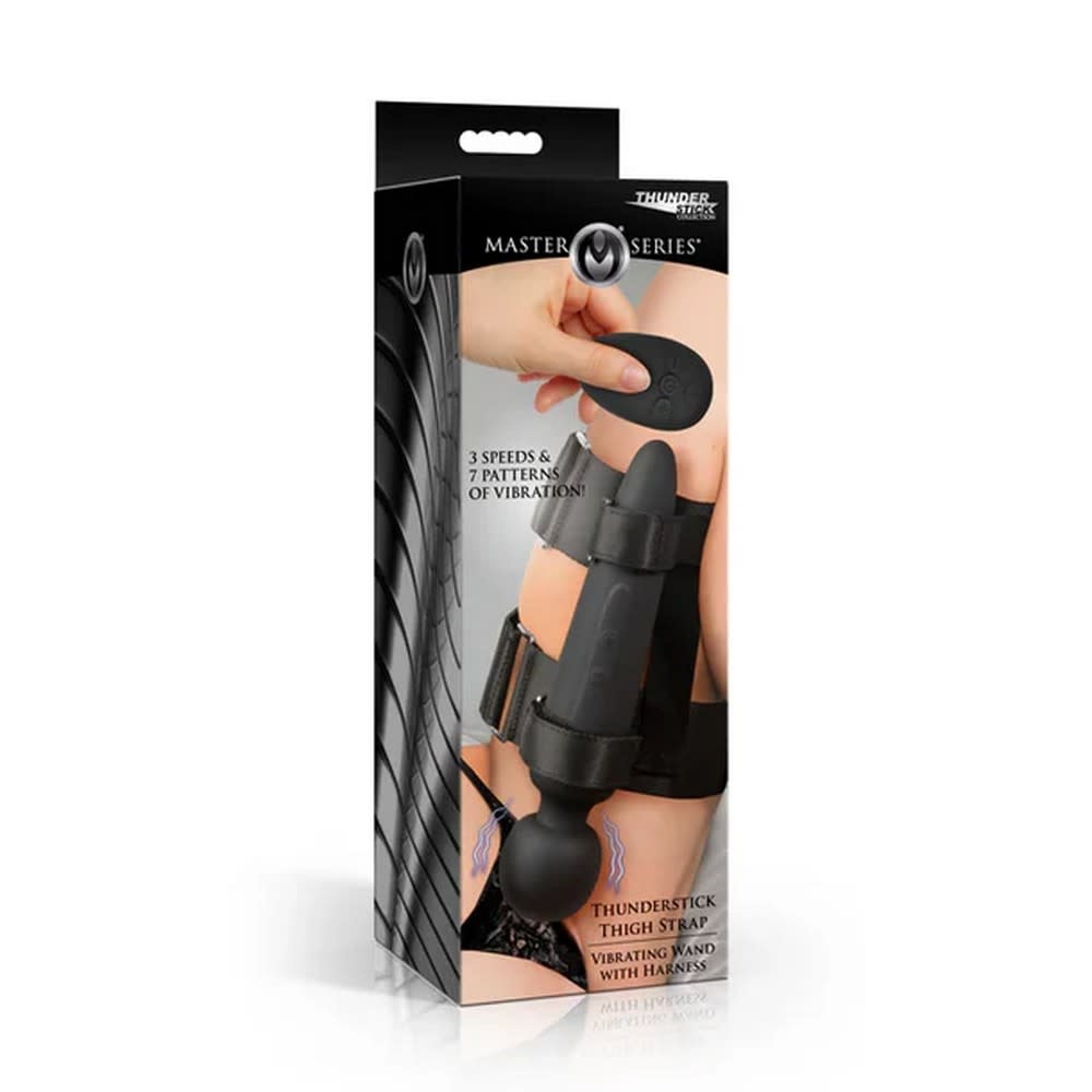 XR Brands Master Series Thunderstick Thigh Strap Vibrating Wand w/Remote