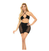 Pink Lipstick Hold on Tight Halter Bra & Skirt