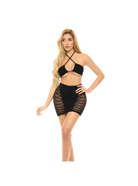 Pink Lipstick Hold on Tight Halter Bra & Skirt