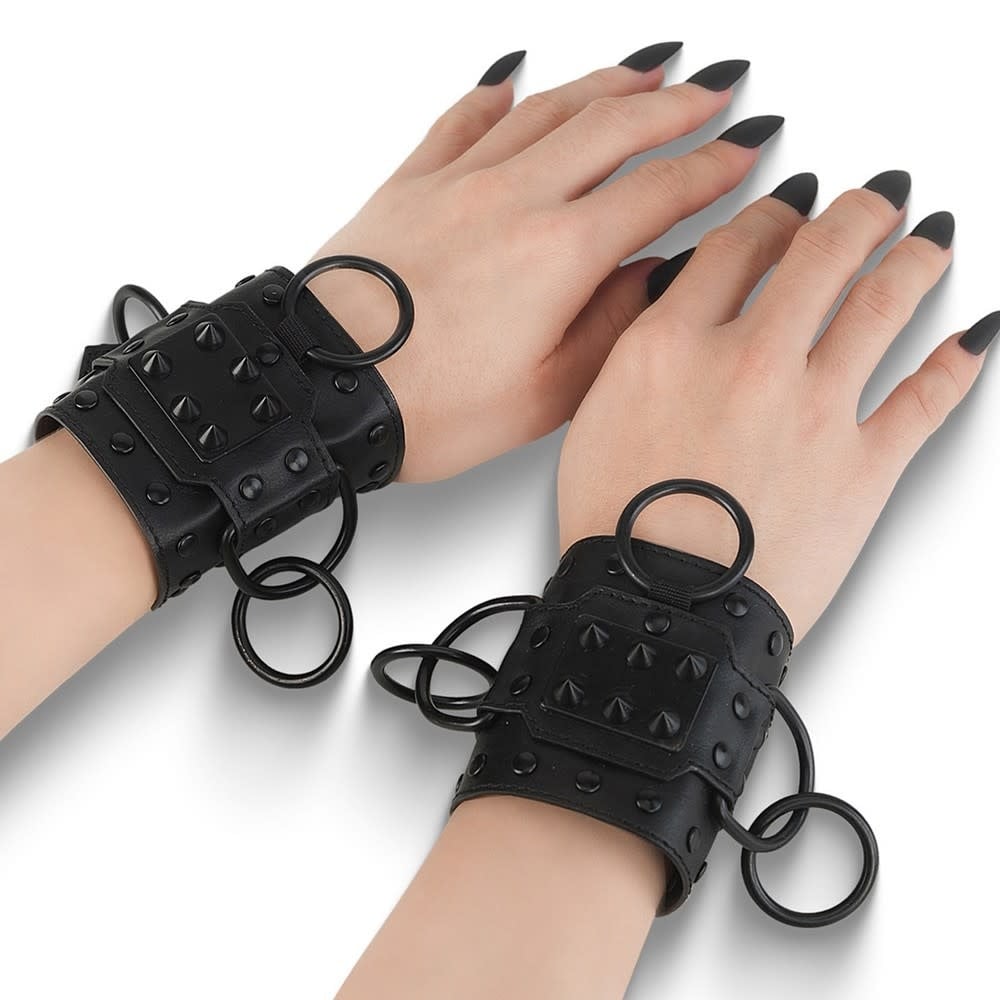 Pleaser USA Demonia Chaos Rings Faux Leather Wrist Cuffs